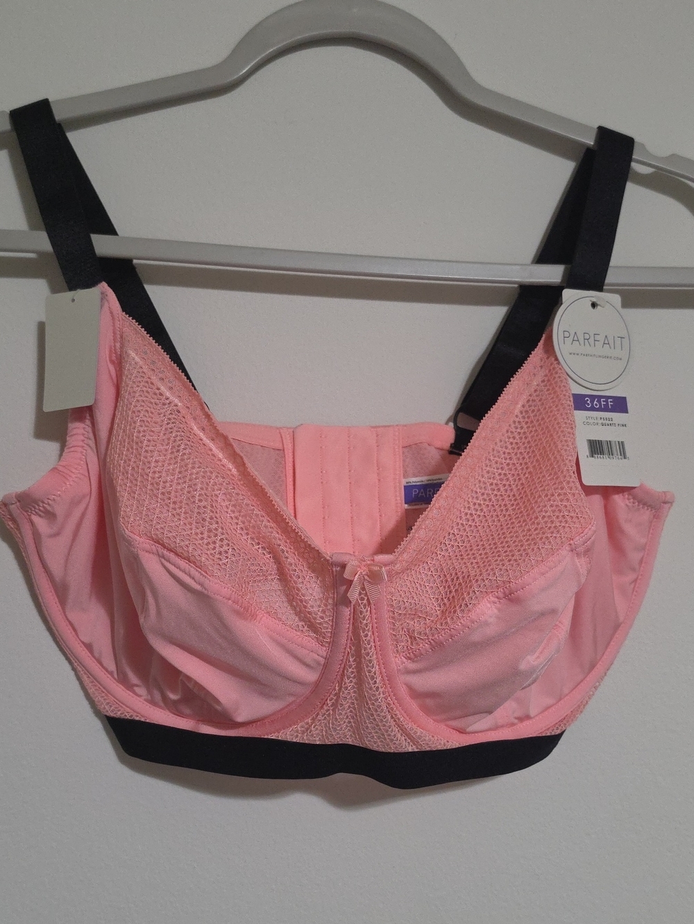 Parfait Women's Bra Size 36FF Pink &Black.